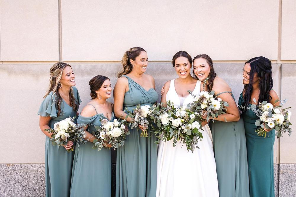 Sea Glass Bridesmaid Dresses Real Weddings, Birdy Grey