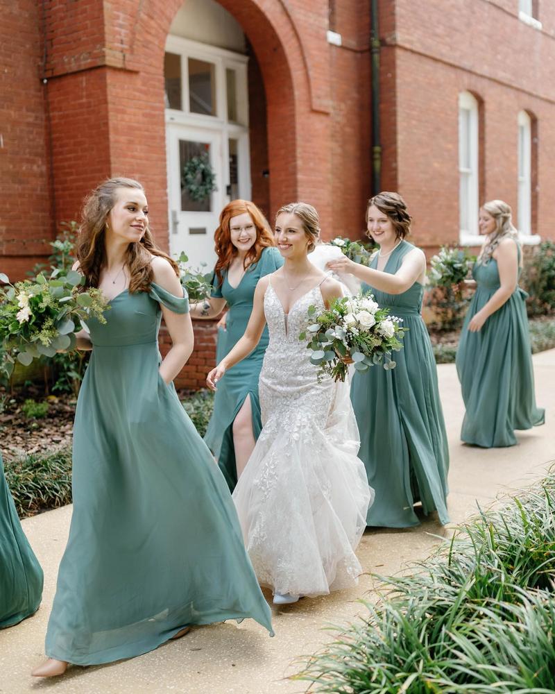 Sea green hot sale bridesmaid dresses