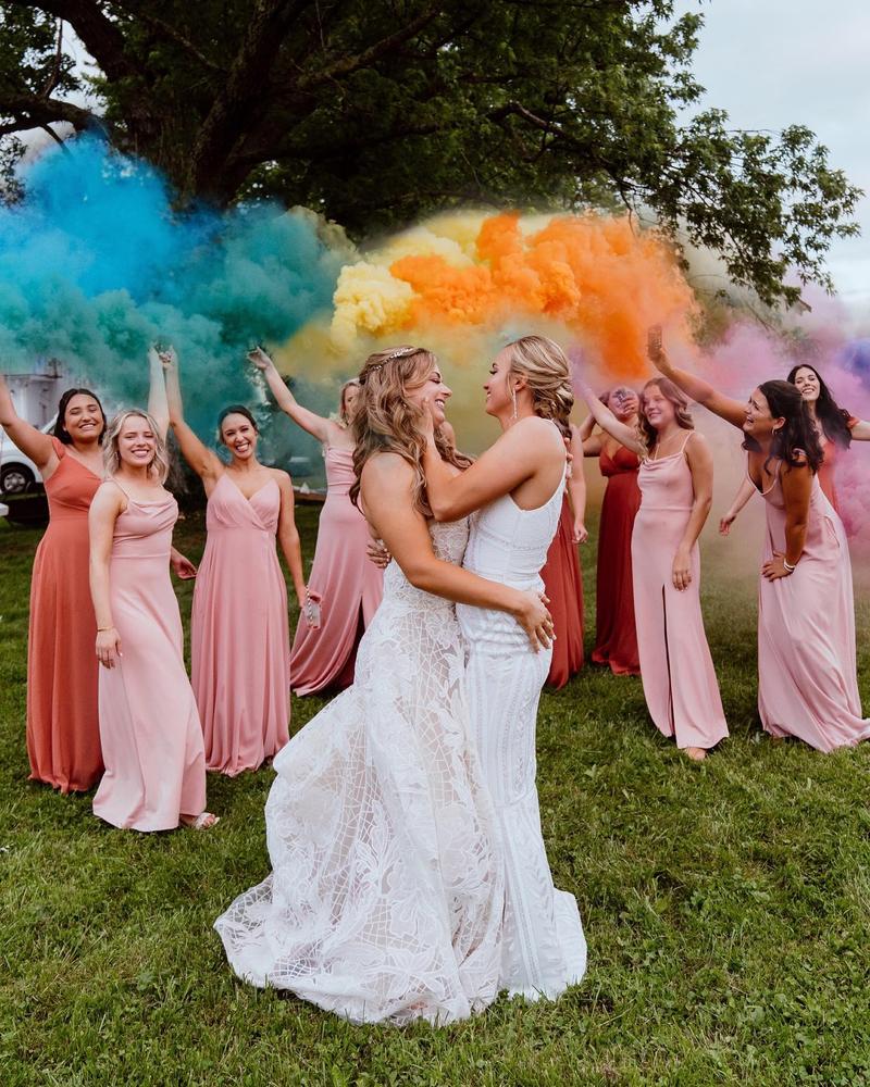 Couldn’t have ushered in Pride Month any better way than by getting these two mega babes hitched this past Saturday! Congratulations J+L! Celebrating your love this and every month 💙💚💛🧡💗💜