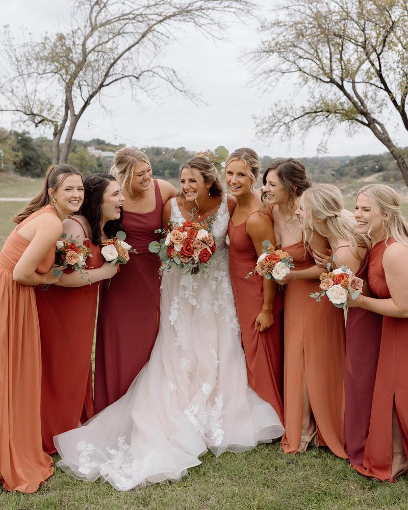 Pink Orange Bridesmaid Dresses