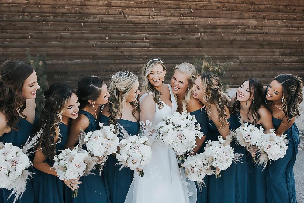 Dusty Blue Bridesmaid Dresses Real Weddings, Birdy Grey