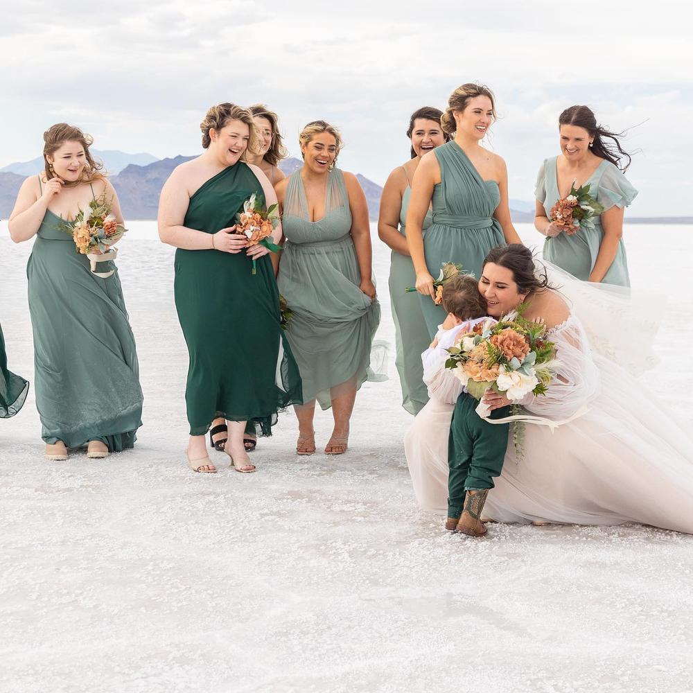 Short Pink Bridesmaid Dresses with Cowboy Boots