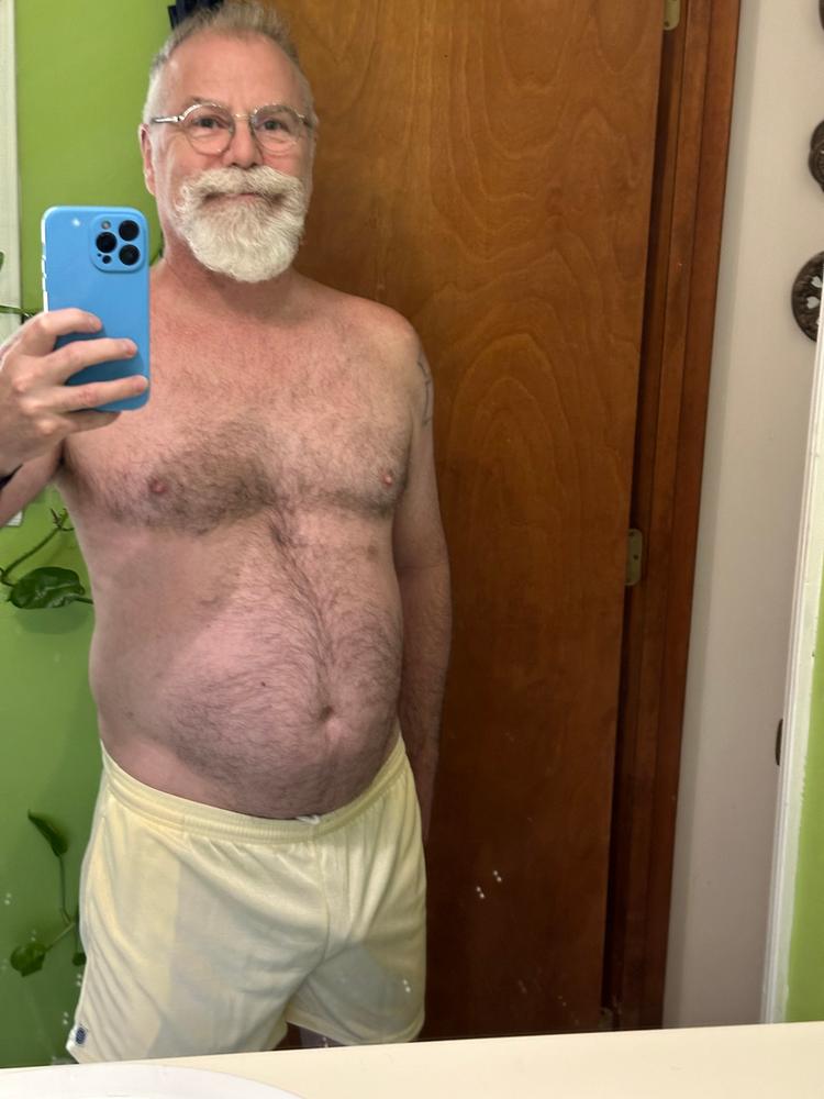 White-Gold 5" Micro-Mesh Active Sweat Shorts - Made In USA - Customer Photo From Andrew in NC