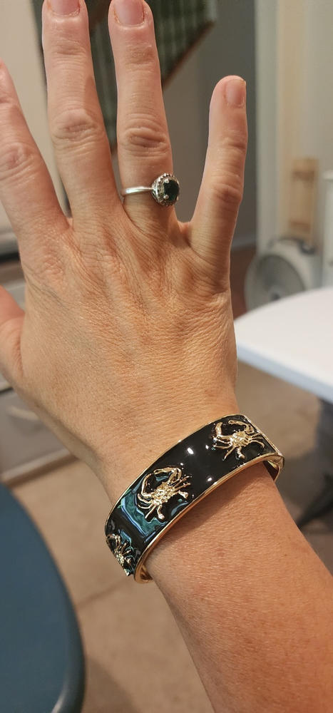 Crab Bracelet (Black/Gold) / Enamel Bangle Bracelet - Customer Photo From John Davidson