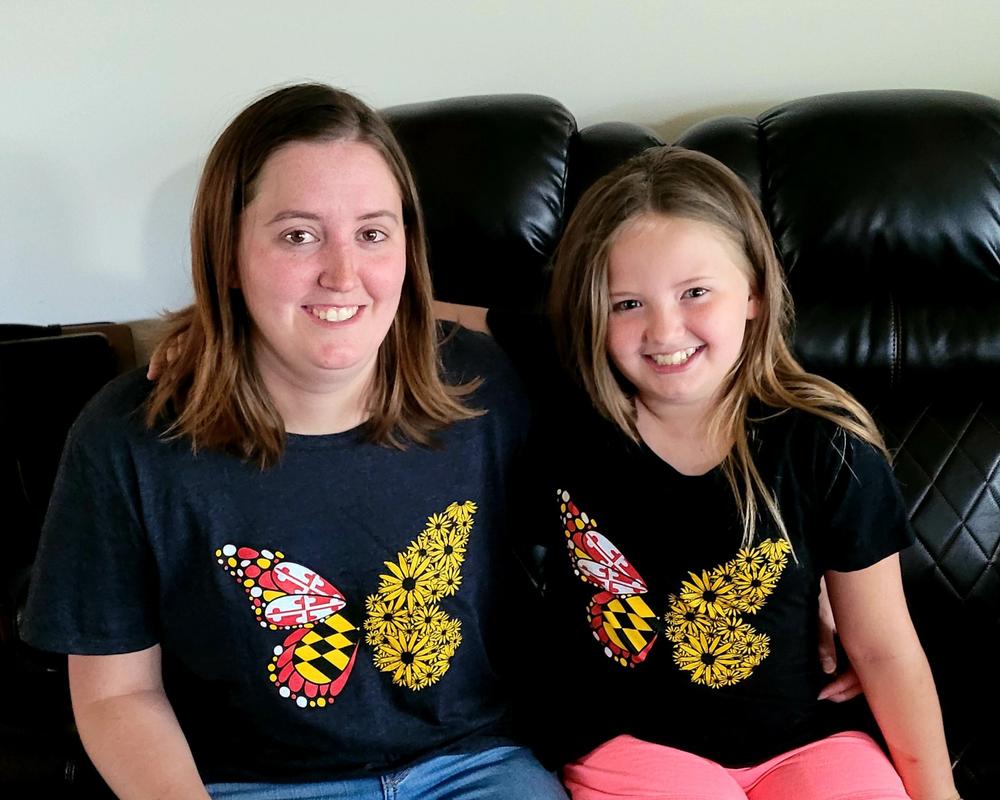 Maryland Flag & Black Eyed Susan Butterfly (Heather Black) / Ladies Shirt - Customer Photo From Victoria Webb
