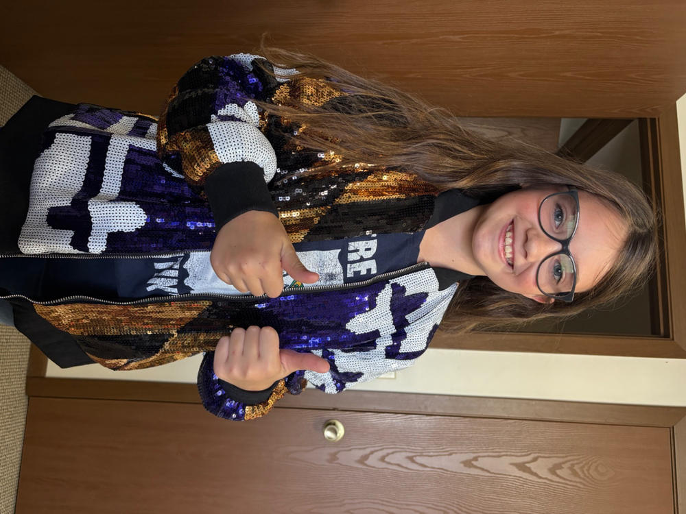 Purple & Gold Maryland Flag / Sequin Jacket - Customer Photo From Lannie McCullough