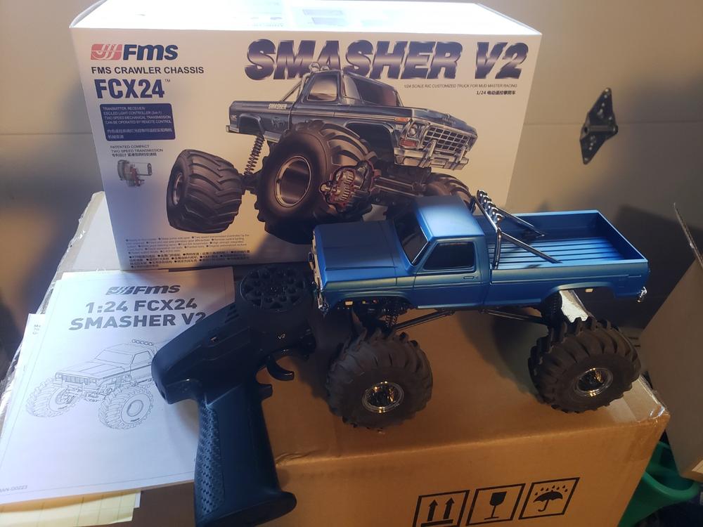 FMS 1/24スマッシャーV2 RTR 4WD フルセット FMS 1:24 FCX24 Smasher V2 RTR Monster Truck-FMS12402RTRRDV2