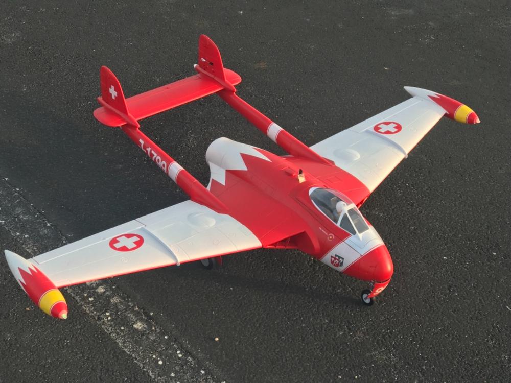 Freewing de Havilland DH112 Venom V2 Swiss Red 90mm EDF Jet ARF PLUS