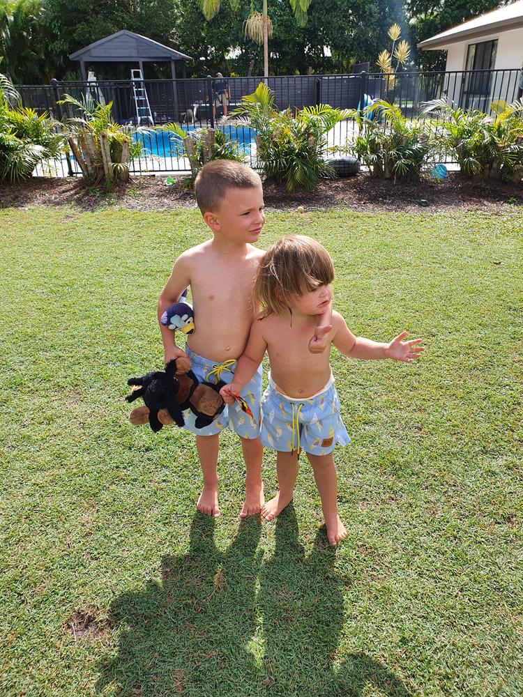 Bronte - Father/Son Crazy Cockatiels Board Shorts Combo - Customer Photo From Talei Owen