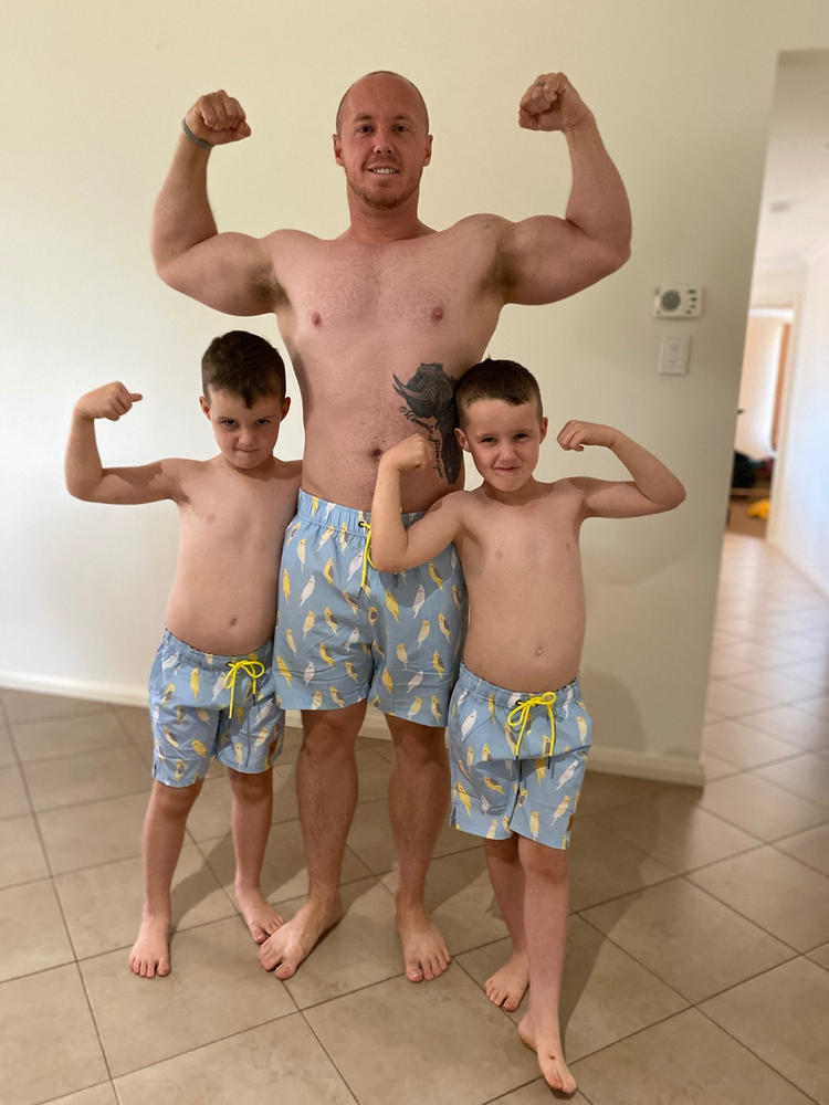 Bronte - Father/Son Crazy Cockatiels Board Shorts Combo - Customer Photo From Samantha Anton