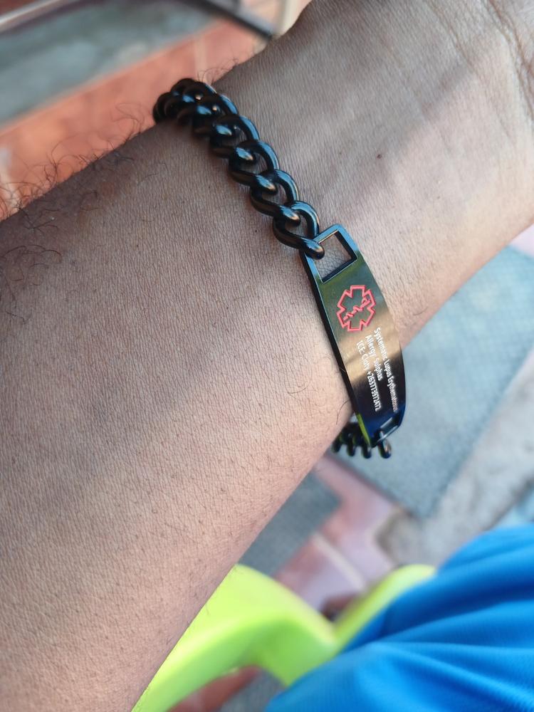 CBA102607 - Personalized Medical Alert Bracelet, Stainless Steel - Black - Customer Photo From Tinofara Mudonhi