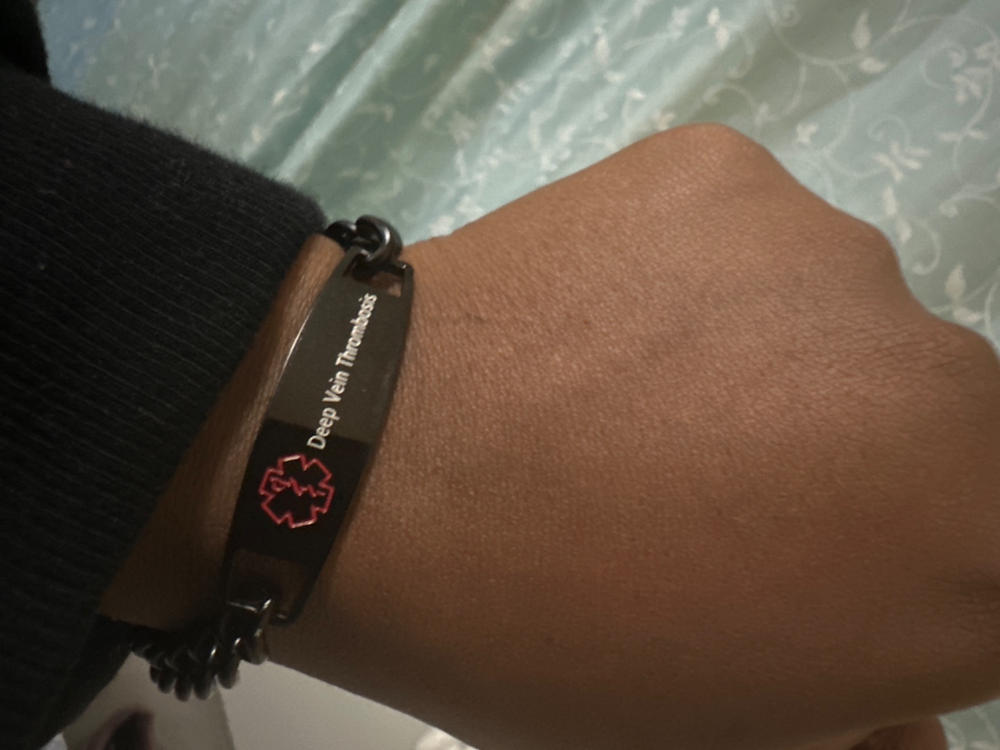 CBA102607 - Personalized Medical Alert Bracelet, Stainless Steel - Black - Customer Photo From Sanele Ndwandwe