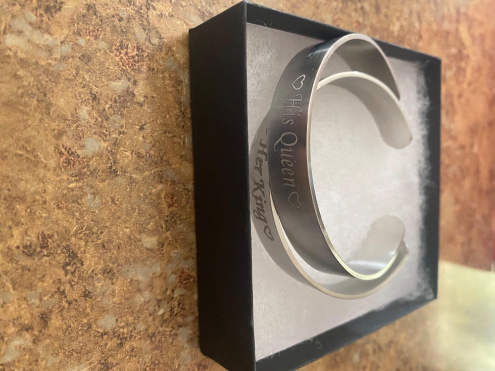 Personalized Stainless Steel ID Cuff Bracelet For Men - Custom Engraved With Name Or Photo - Gift For Dad, Husband - View #4