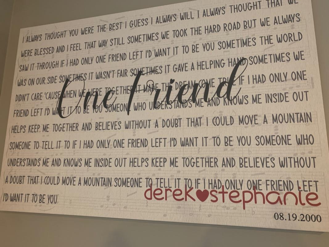 Custom Song Lyrics Canvas Print Anniversary Gift Idea 365Canvas