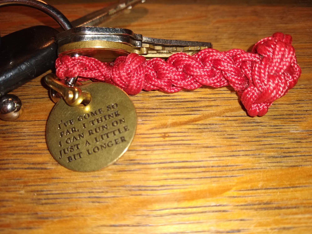 Brass Coin Keychain Pendant - Choose A Motto - Customer Photo From Chuck Stilwell