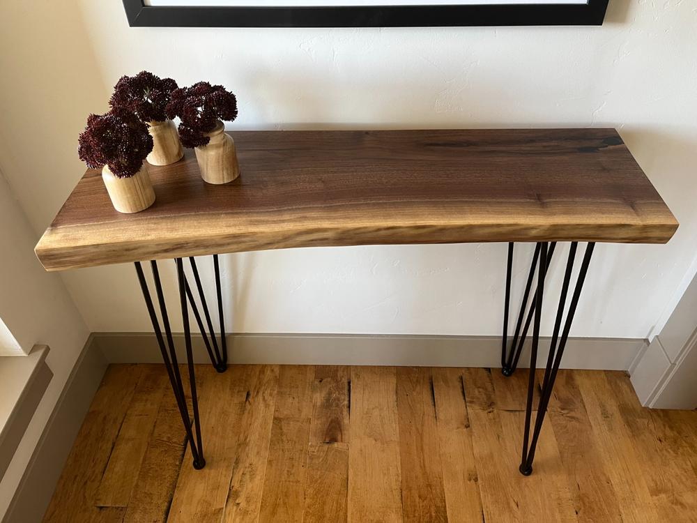 Custom-Made Live Edge Walnut Console Table - Customer Photo From Sarah Fredricks