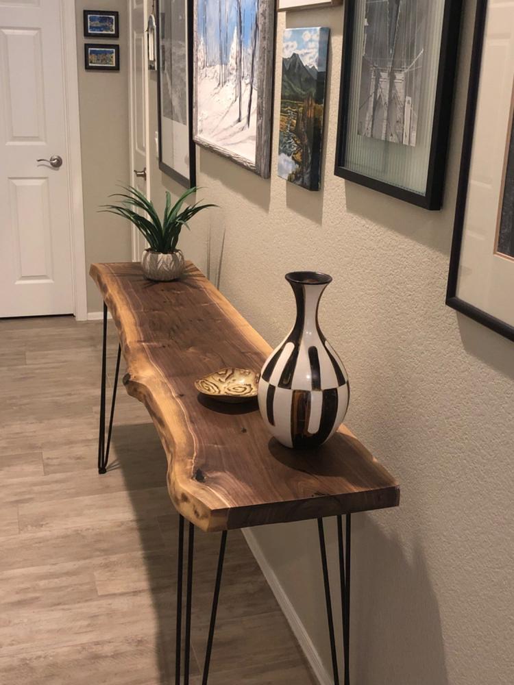 Live edge walnut handmade solid bar table - Customer Photo From Carol Kleinberg