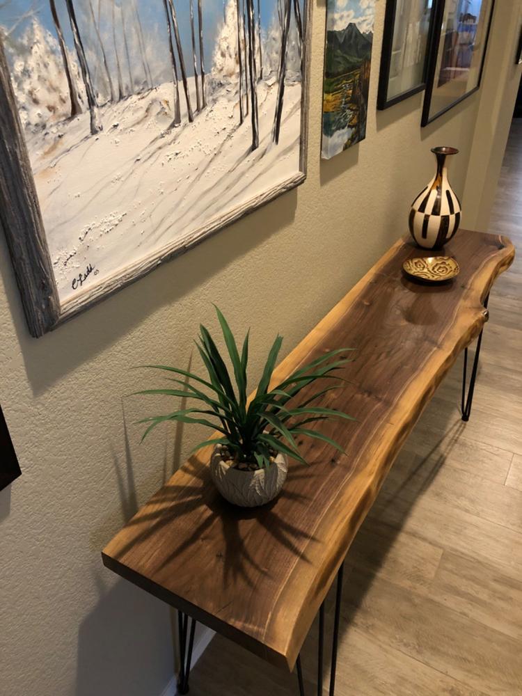 Live edge walnut handmade solid bar table - Customer Photo From Carol Kleinberg