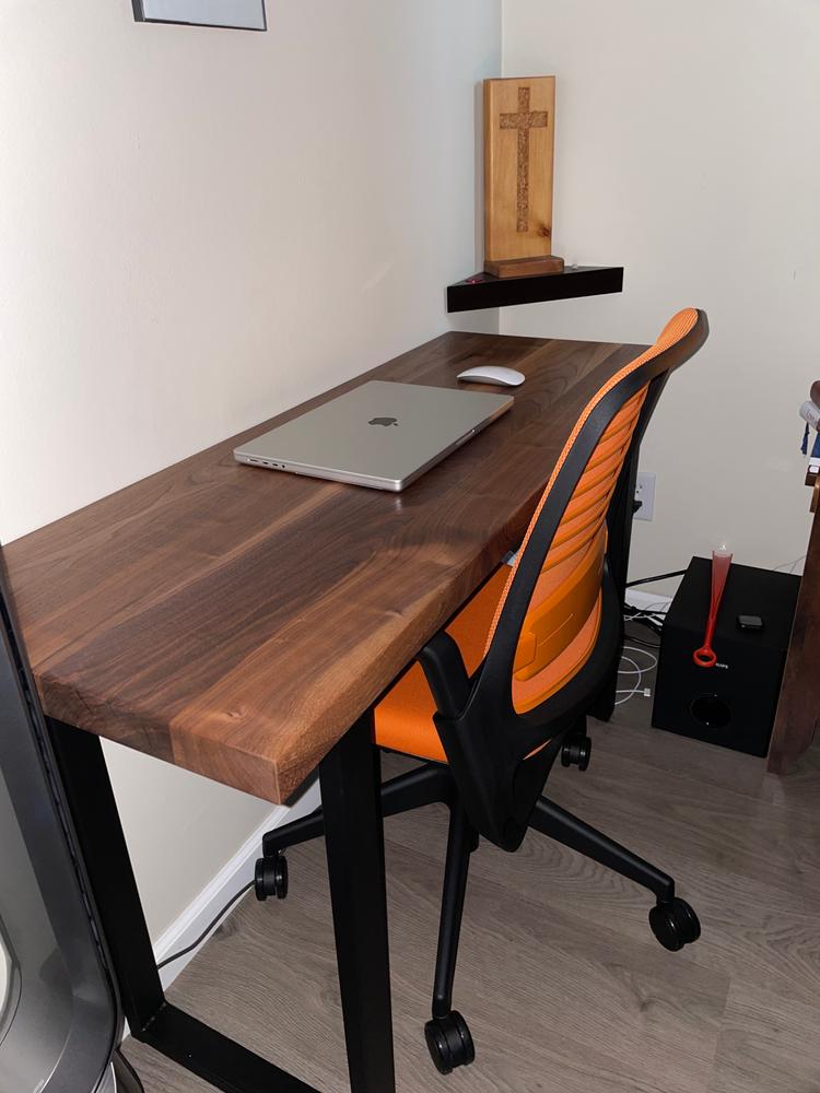 Customizable Solid Walnut Narrow Desk - Customer Photo From William Davis