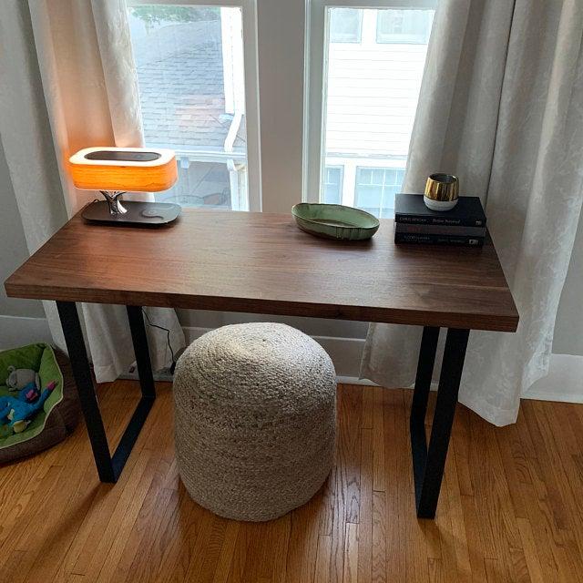 Customizable Solid Walnut Narrow Desk - Customer Photo From Chris Wolek