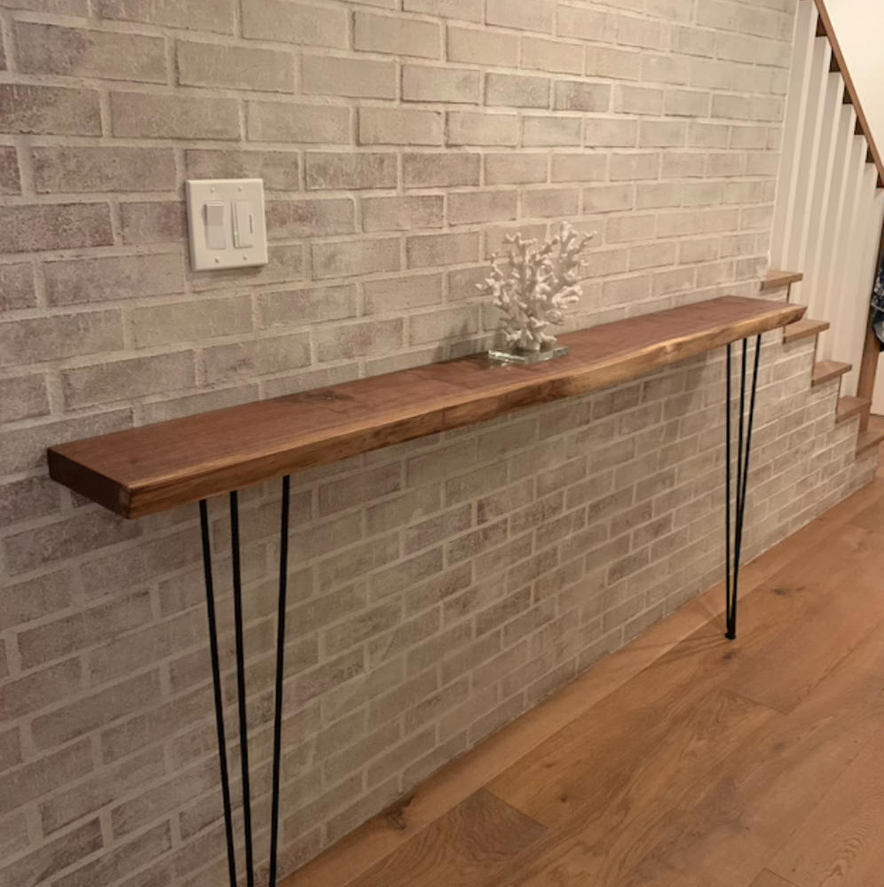 Live Edge Walnut Wall Mounted Console table with Hairpin Legs - Customer Photo From Nicole Murray