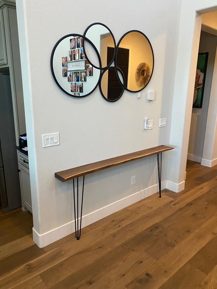 Live Edge Walnut Wall Mounted Console table with Hairpin Legs - Customer Photo From Andrew G
