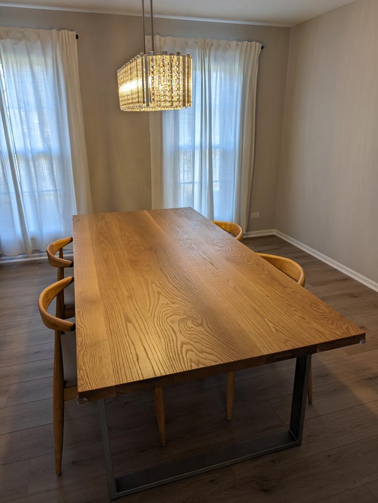 Solid Oak Dining Table with U-shape Legs - Customer Photo From Jay Tang