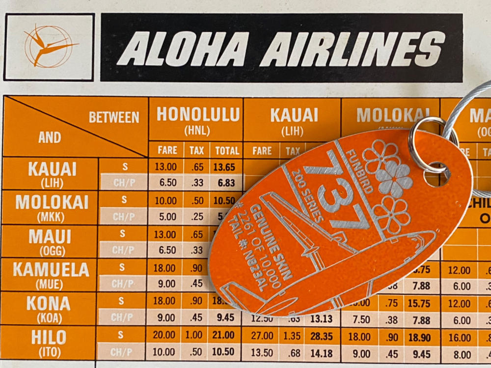 ALOHA Airlines Boeing 737 PlaneTag Tail# N823AL - Customer Photo From Nichoals Augusta