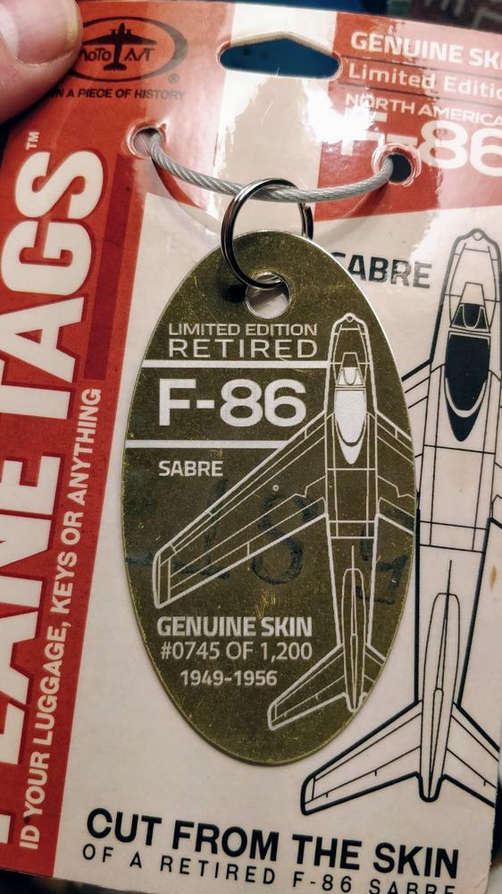 Limited Edition F-86 Sabre PlaneTag  1949-1956 - Customer Photo From Christenson, Chad