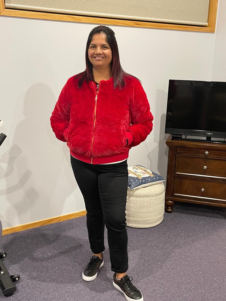 Ruby Bomber Jacket Red - Customer Photo From Prasanna Singh 