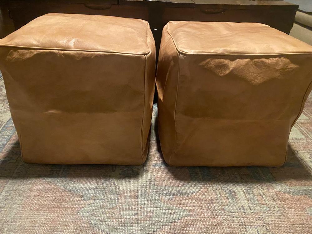 Cube Leather Ottoman Pouf - Customer Photo From Amber Russell