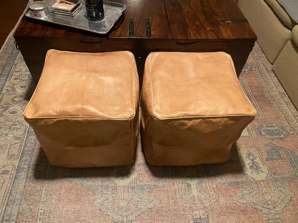 Cube Leather Ottoman Pouf - Customer Photo From Amber Russell