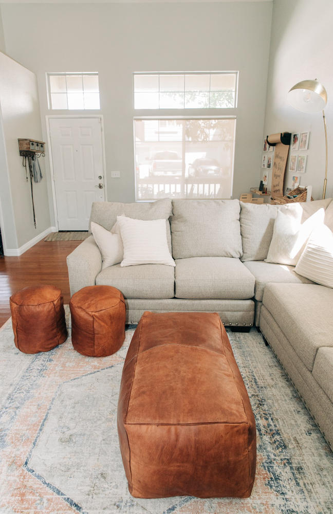 Long | long leather ottoman pouf - Customer Photo From DeAnna Stagliano