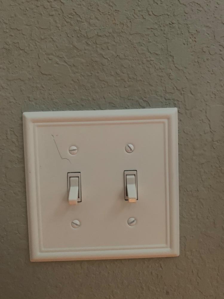 Chelsea White Steel - 1 Toggle/ 1 Rocker Wallplate - Customer Photo From Gayle Mato