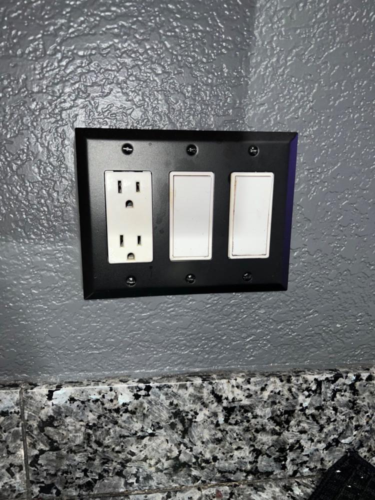 Century Matte Black Steel - 3 Rocker Wallplate - Customer Photo From Sue Baxter