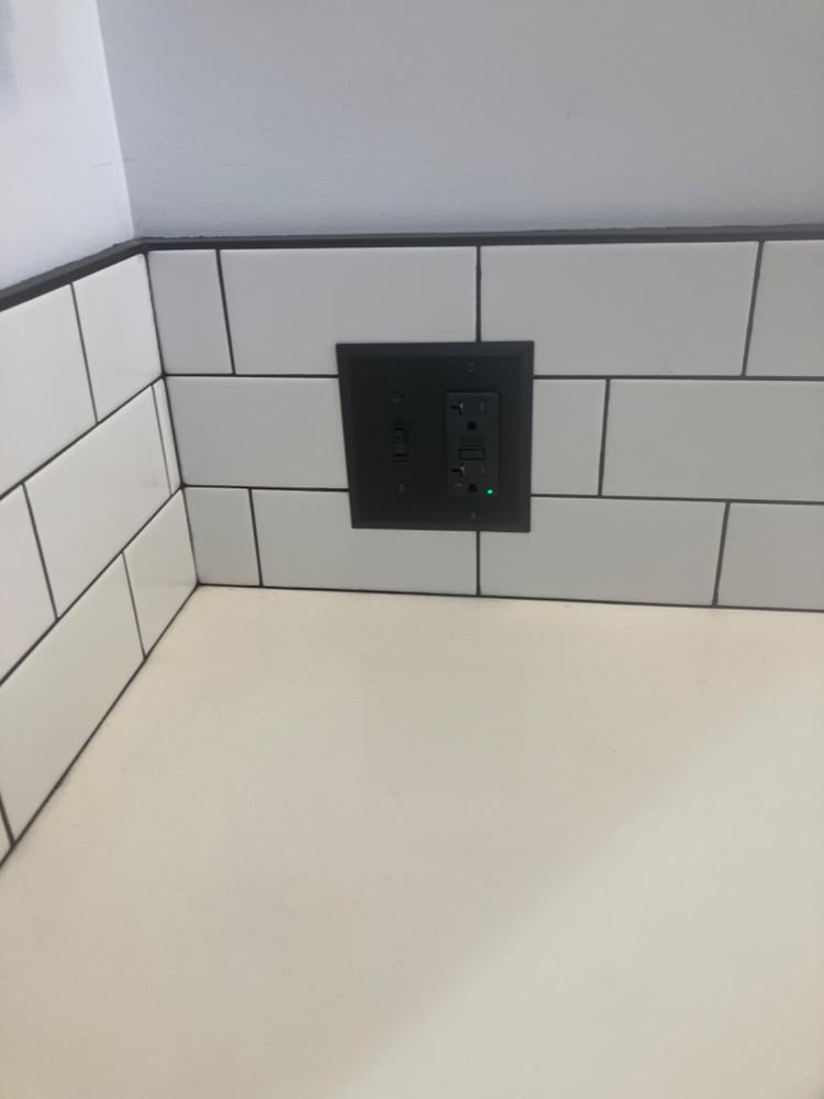 Century Matte Black Steel - 1 Toggle / 1 Rocker Wallplate - Customer Photo From Vincent D.