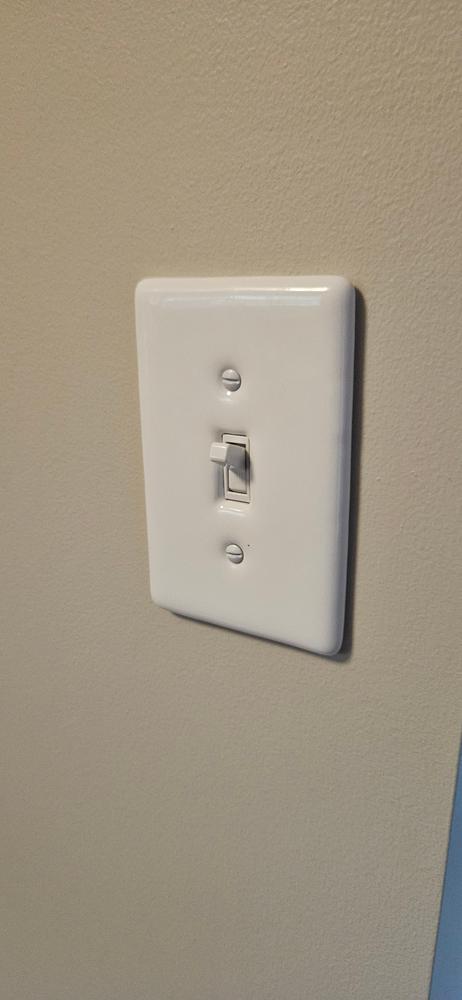 Metro White Ceramic - 2 Toggle Wallplate - Customer Photo From Melissa 