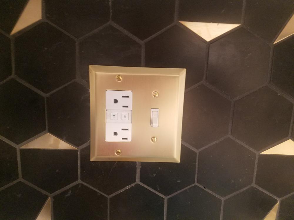 Century Satin Brass Steel - 1 Rocker Wallplate - Customer Photo From Marlena M.
