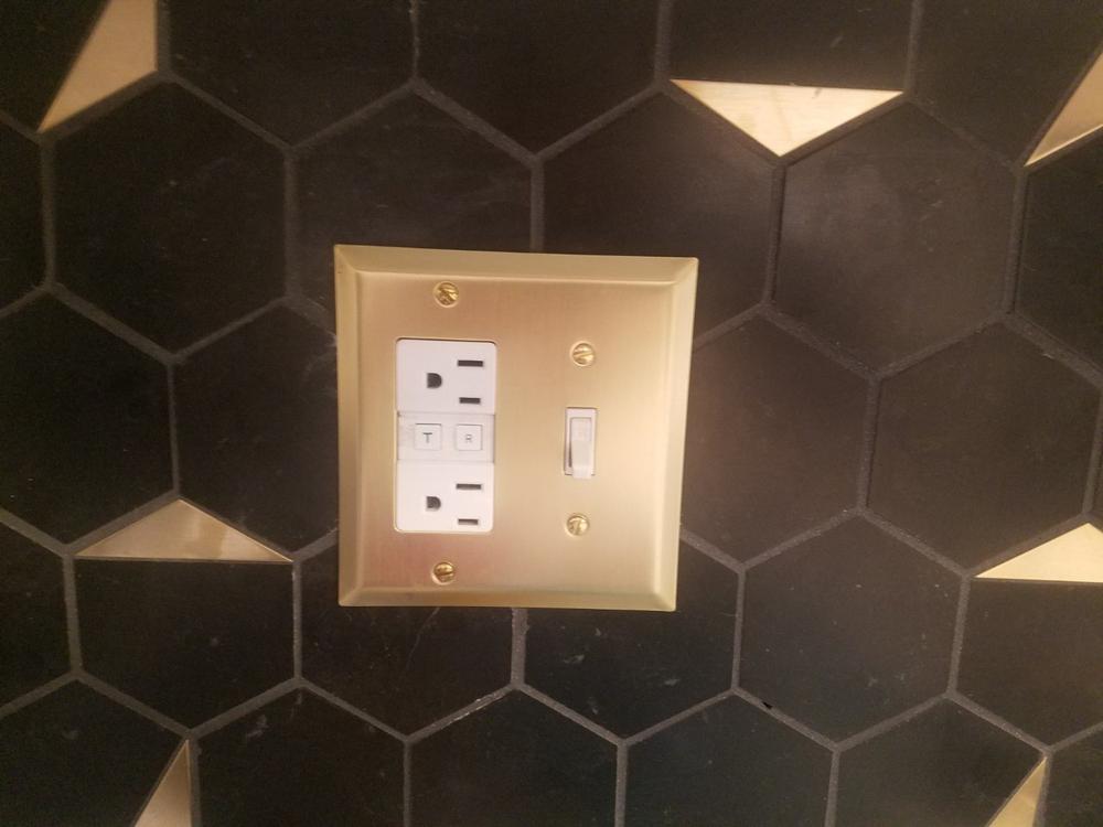Century Satin Brass Steel - 1 Rocker Wallplate - Customer Photo From Marlena M.
