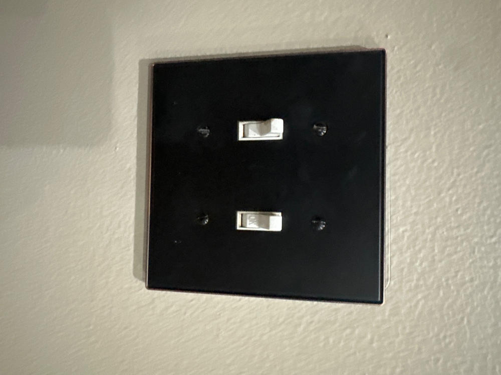 Halle Aged Bronze Cast - 2 Toggle Wallplate - Customer Photo From Holly P.