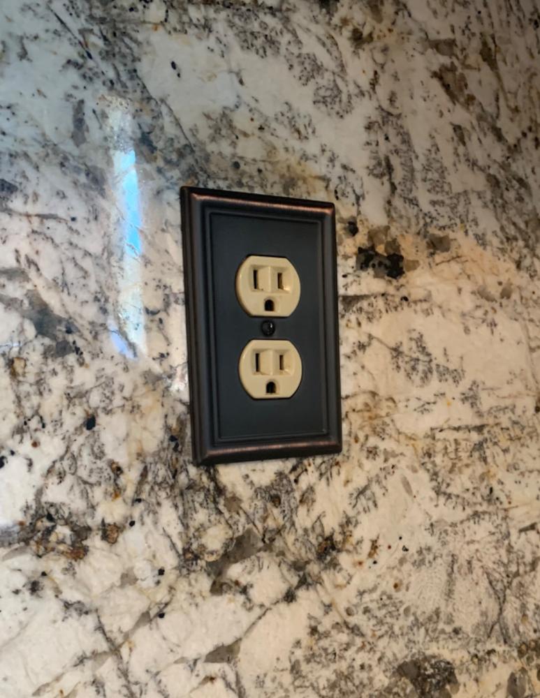 Chelsea Aged Bronze Steel - 1 Duplex Wallplate - Customer Photo From M Denise Tolliver