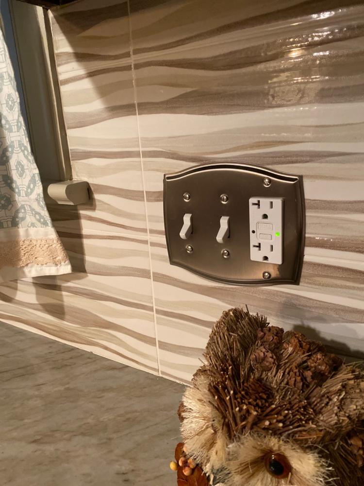 Sonoma Brushed Nickel Steel - 2 Toggle / 1 Rocker Wallplate - Customer Photo From shara wayson