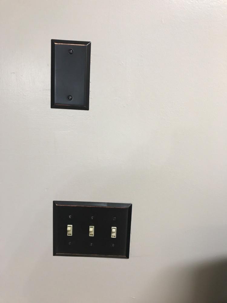 Century Aged Bronze Steel - 1 Duplex Wallplate - Customer Photo From Susan Young