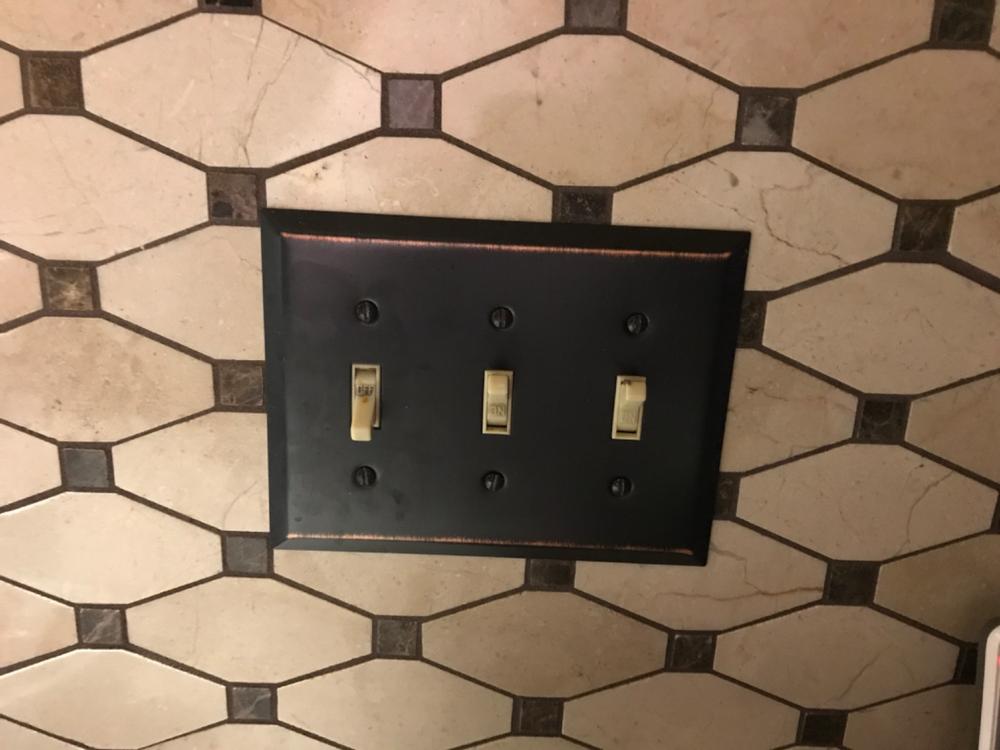 Century Aged Bronze Steel - 1 Duplex Wallplate - Customer Photo From Susan Young