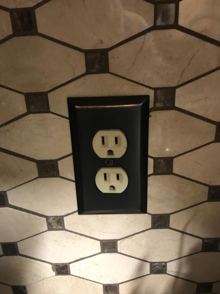 Century Aged Bronze Steel - 1 Duplex Wallplate - Customer Photo From Susan Young