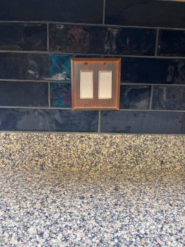 Century Brushed Copper Steel - 2 Rocker Wallplate - Customer Photo From Ruth Frieband