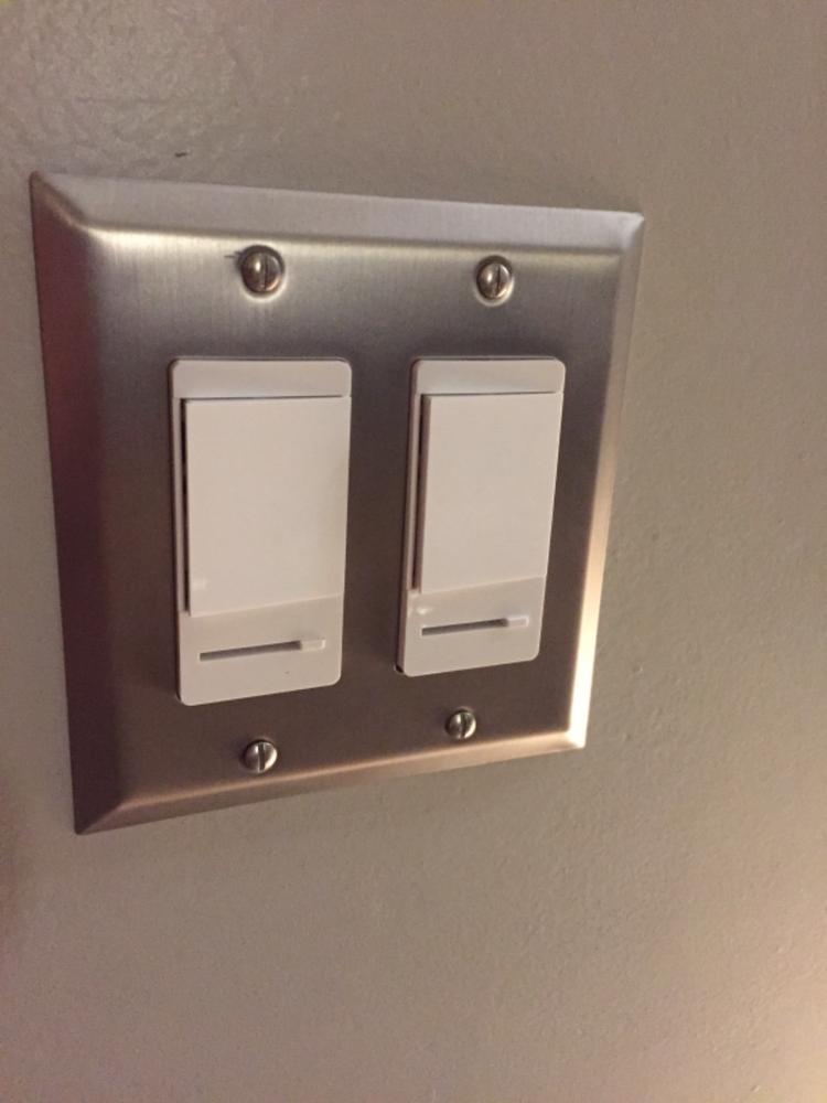 Century Brushed Nickel Steel - 2 Rocker Wallplate - Customer Photo From James P.