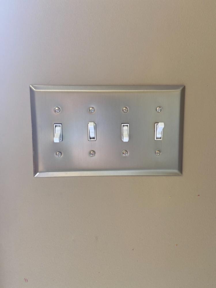 Century Brushed Bronze Steel - 4 Toggle Wallplate - Customer Photo From David Cabrera