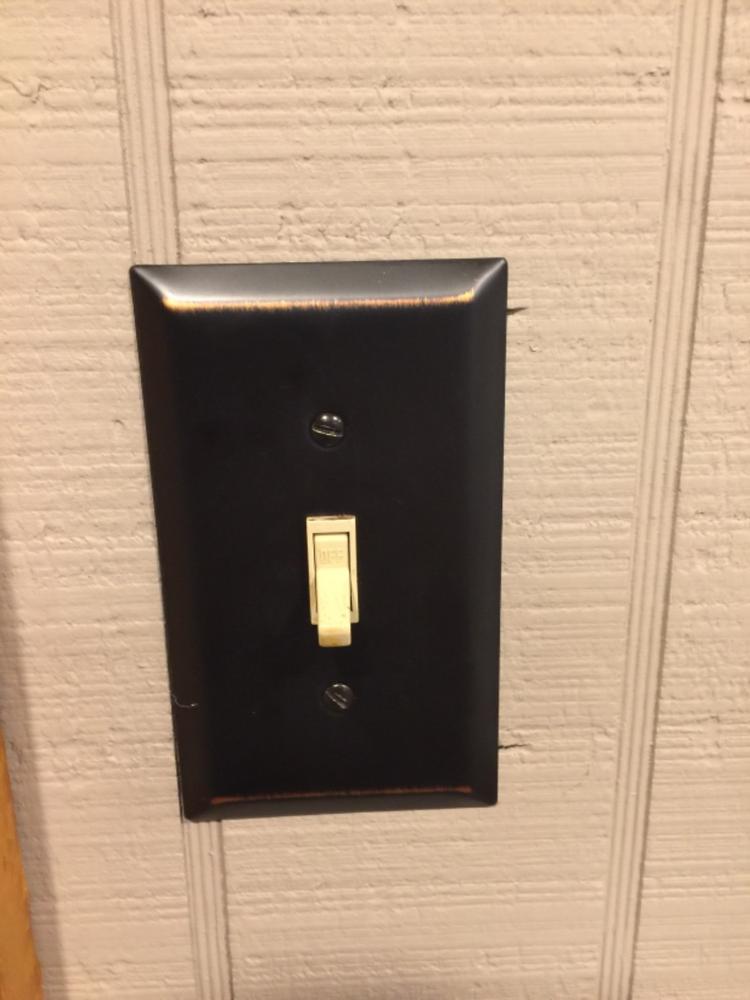 Century Aged Bronze Steel - 1 Toggle Wallplate - Customer Photo From Sarah N.