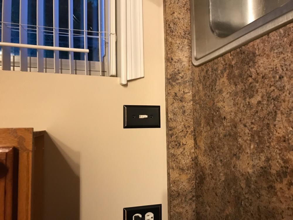Century Aged Bronze Steel - 1 Toggle Wallplate - Customer Photo From Angie P.